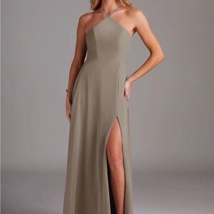 Elegant Taupe Evening Gown